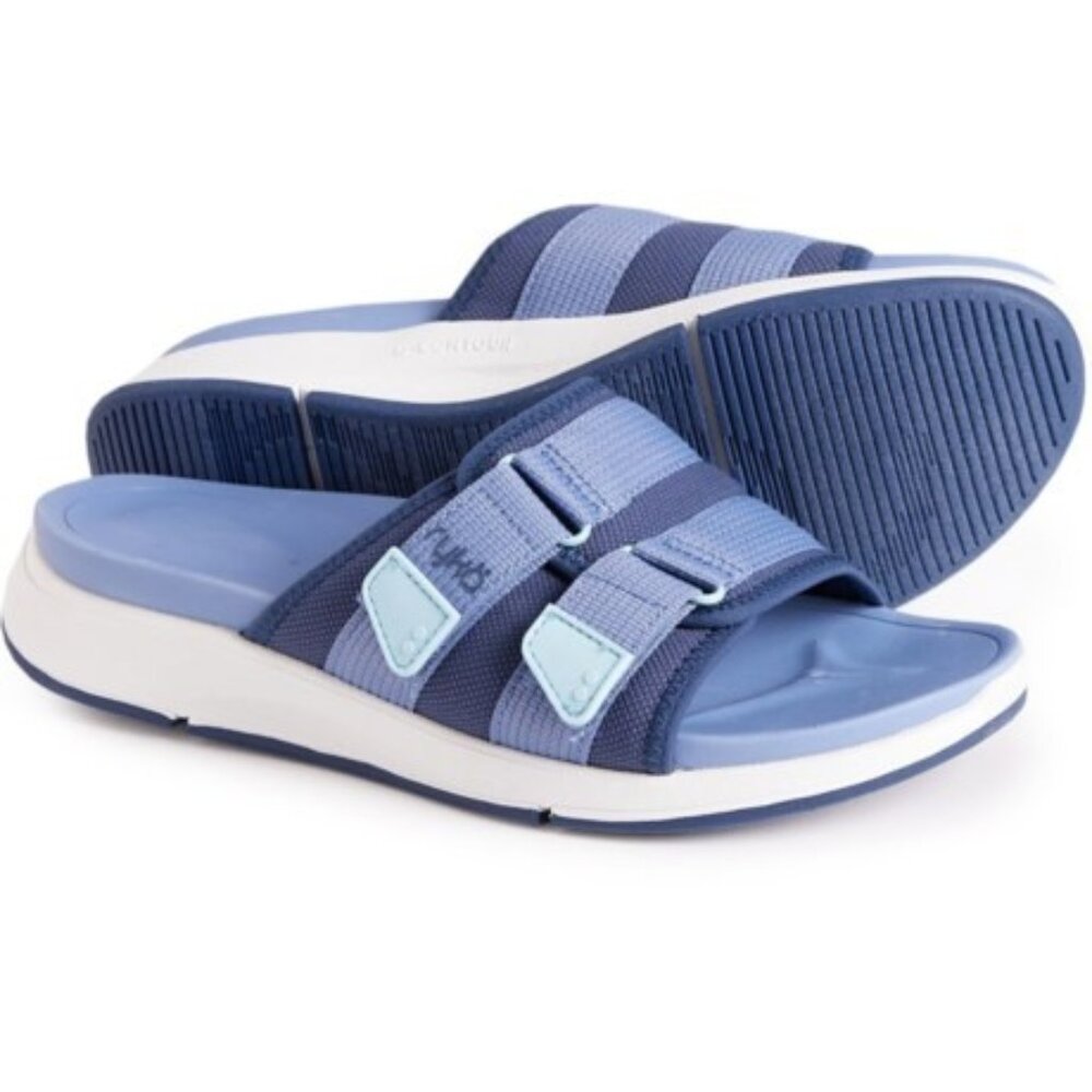 Ryka Tribute Recovery Sandals Slip On Slides Insignia Blue Size 7 NEW